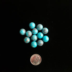 10+ mm Nacozari Red Matrix Turquoise Round Bead Lot RB-01