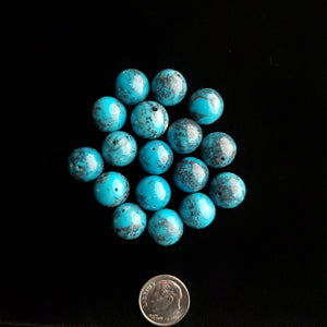 12+ mm Nacozari Black and Blue Vein Turquoise Round Beads RB-04