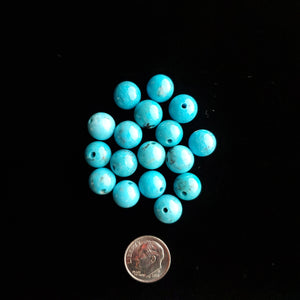 10-11 mm 1980s Kingman Turquoise Round Beads RB-06