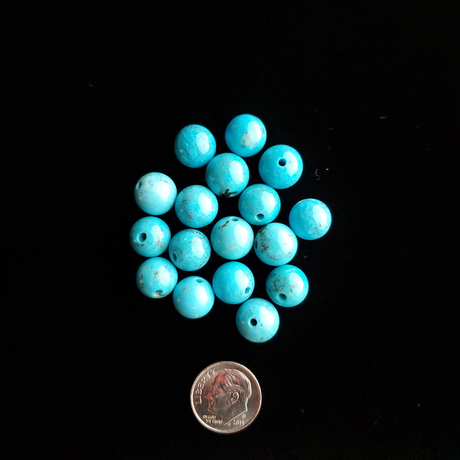 10-11 mm 1980s Kingman Turquoise Round Beads RB-06