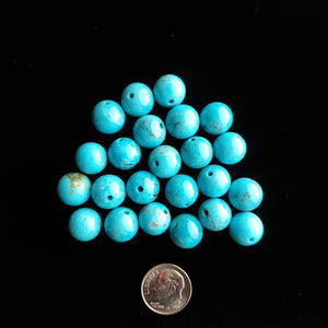 11-12 mm 1980s Turquoise Mountain Turquoise Round Beads RB-07