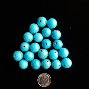 12-13 mm 1980s Turquoise Mountain Turquoise Round Beads RB-08