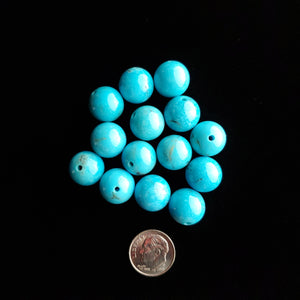 13+ mm 1980s Turquoise Mountain Turquoise Round Beads RB-09