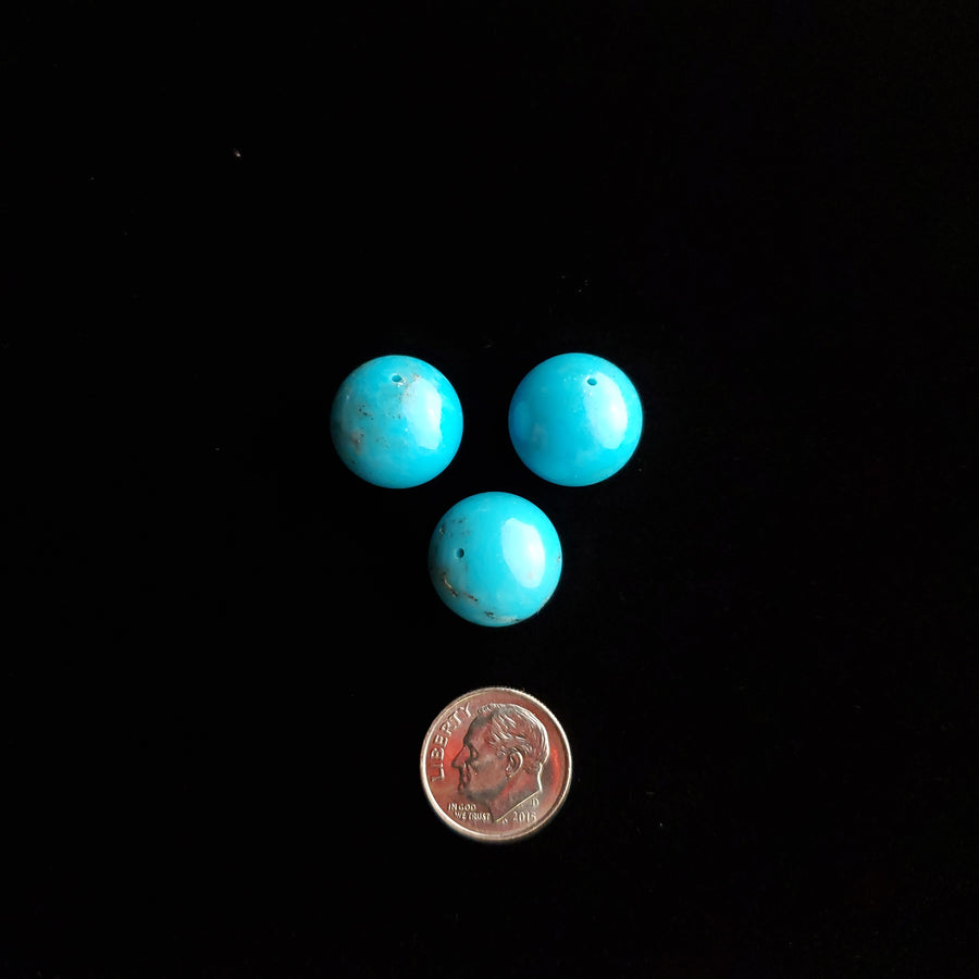 15 mm 1980s Turquoise Mountain Turquoise Round Beads RB-10