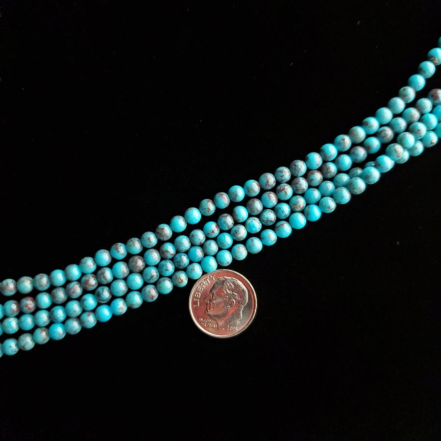4 mm x 16” Nacozari Turquoise Round Bead Strands MS-04