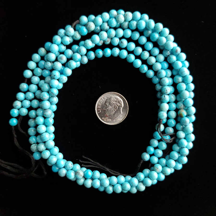 4 mm x 16” Campitos Turquoise Round Bead Strands MS-05