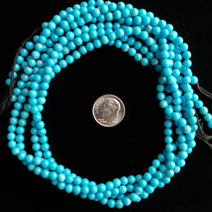 4 mm x 16” Sleeping Beauty Turquoise Round Bead Strands MS-07