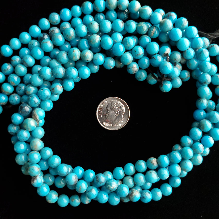 6 mm x 16” Sleeping Beauty Turquoise Round Bead Strands MS-08