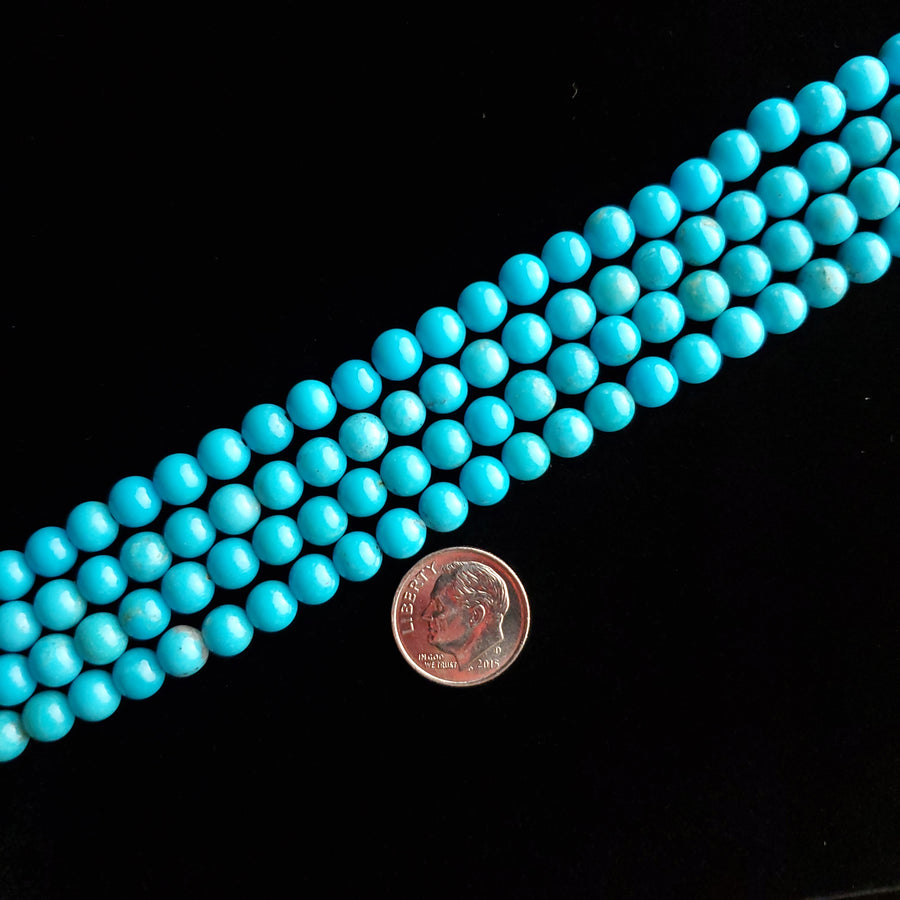 6 mm x 16” Sleeping Beauty Turquoise Round Bead Strands MS-09