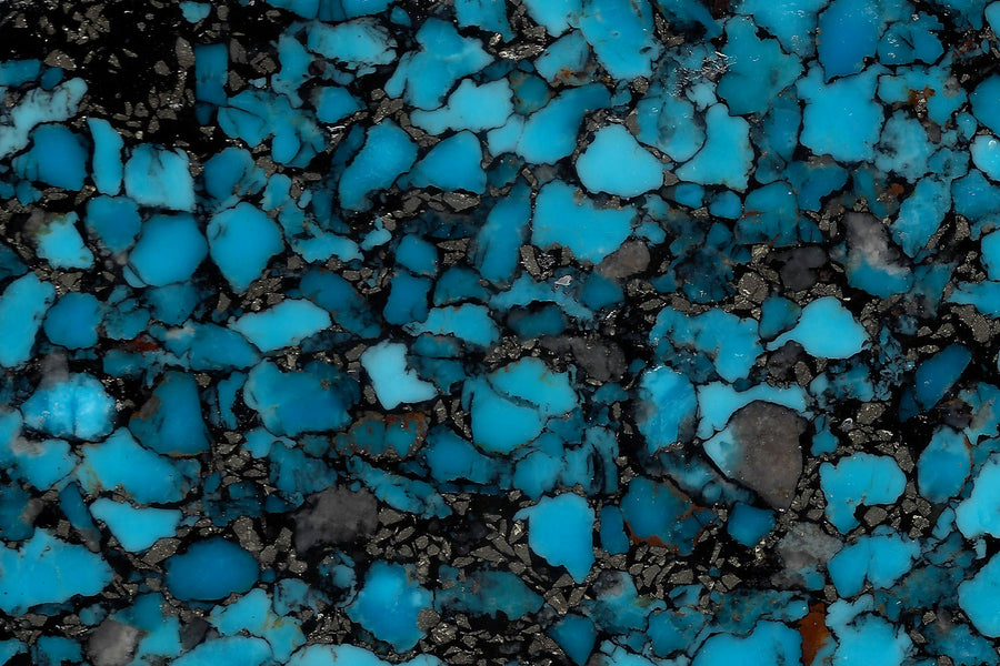 Bonita Blue Turquoise with Pyrite and Black Matrix