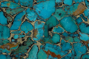 Sonoran River Turquoise with Black Matrix and Golden Brass