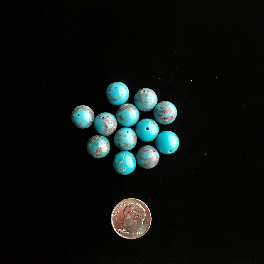 10+ mm Nacozari Red Matrix Turquoise Round Bead Lot RB-01