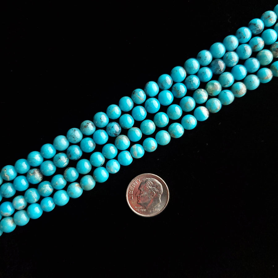 6 mm x 16” Sleeping Beauty Turquoise Round Bead Strands MS-08