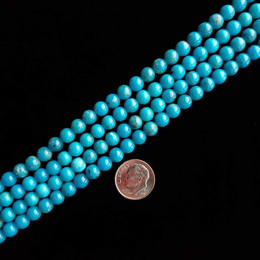 6 mm x 16” Sleeping Beauty Turquoise Round Bead Strands MS-10